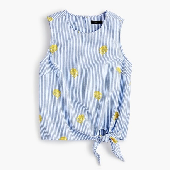 J. Crew Tops - J. Crew Embroidered pineapple side-tie Size 16 NWT